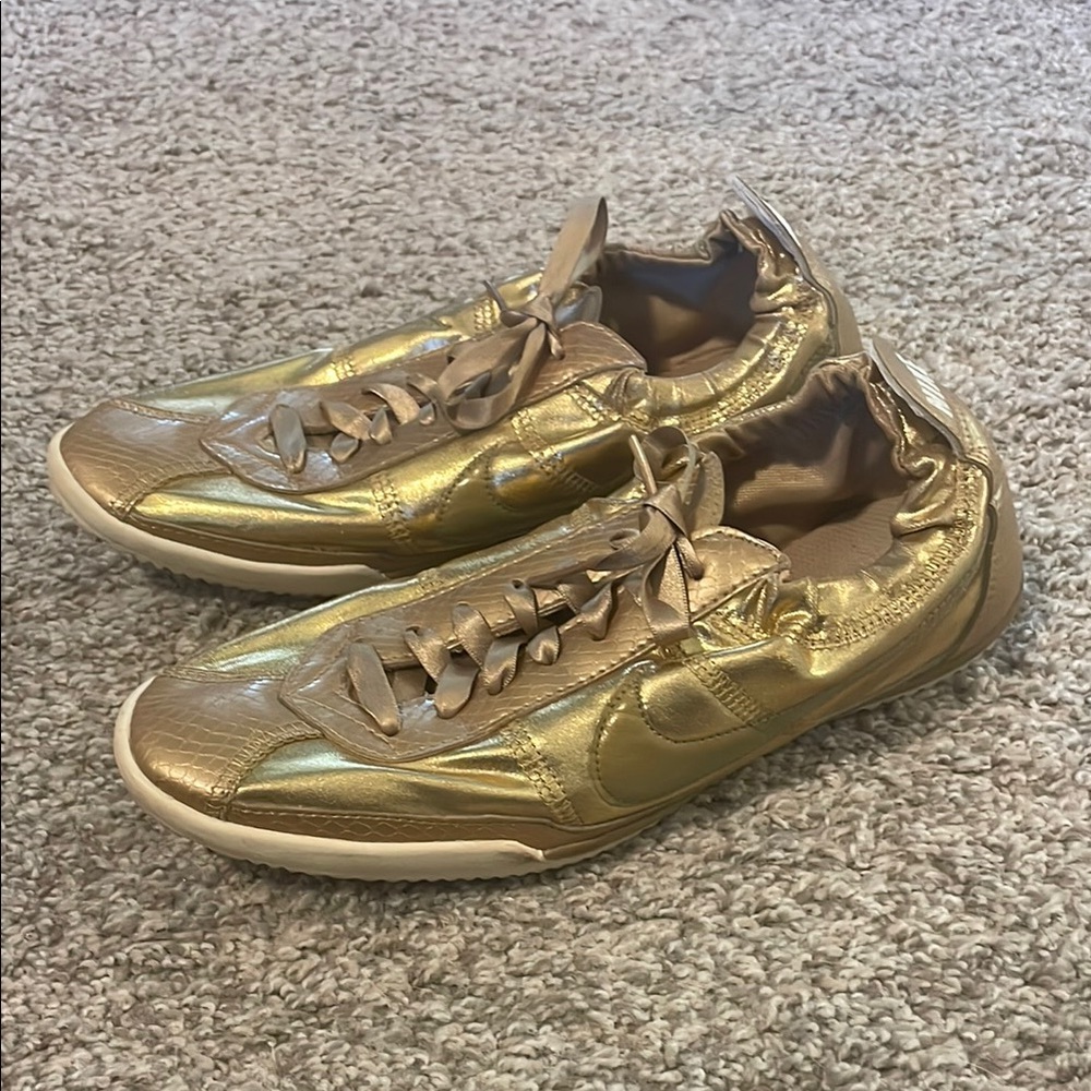Nike Women's Tenkay Gold Metallic Sneakers, size 8.